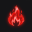 Glowing red fire element icon